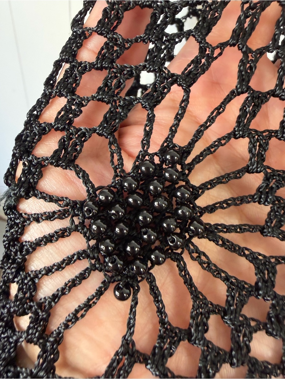 Vintage Y2K Whimsigoth Beaded Crochet Mesh Cardigan Sheer Cover Up Small boho - Picture 7 of 11